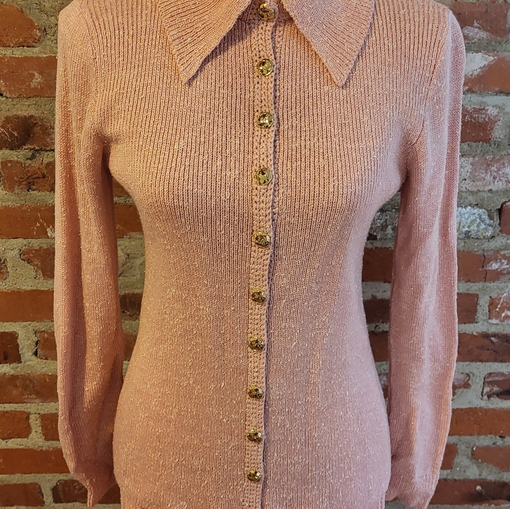St John Knits for Lillie Rubin Vintage 70s peachy pink knit suit size 6 - Picture 5 of 10